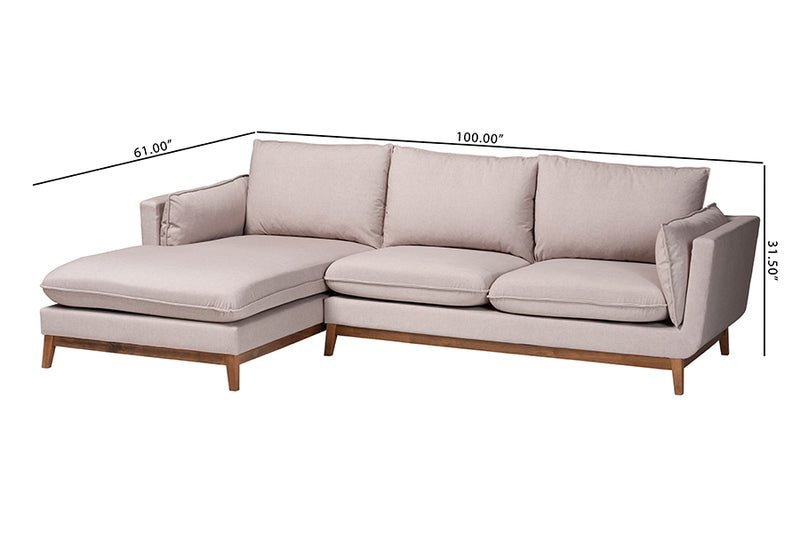 Brielle Modern Beige Fabric Left Facing Sectional Sofa