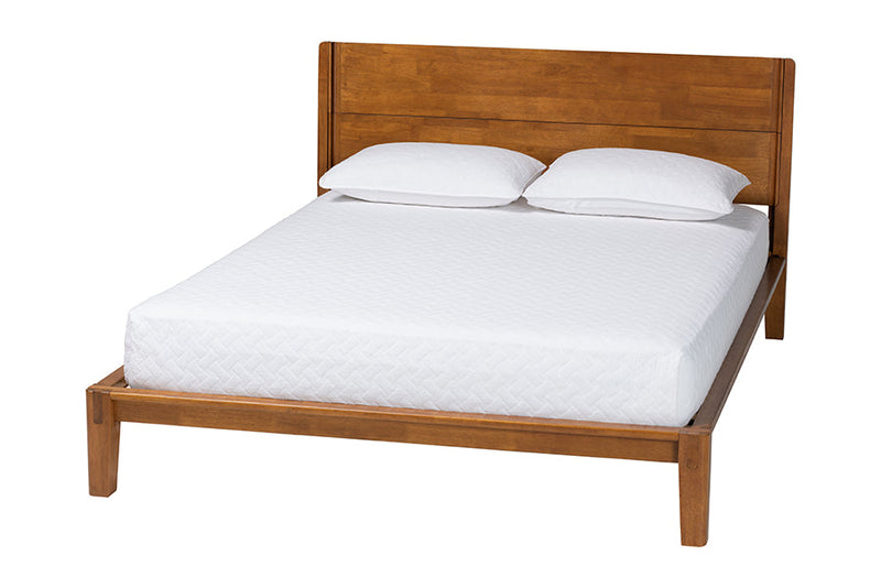 Aara Japandi Walnut Brown Toolless Assembly Queen Platform Bed Baxton