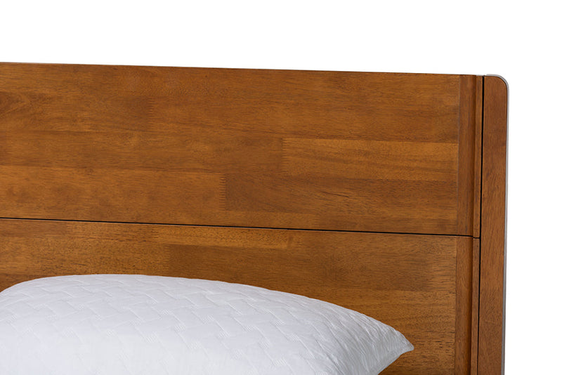 Aara Japandi Walnut Brown Toolless Assembly Queen Platform Bed Baxton