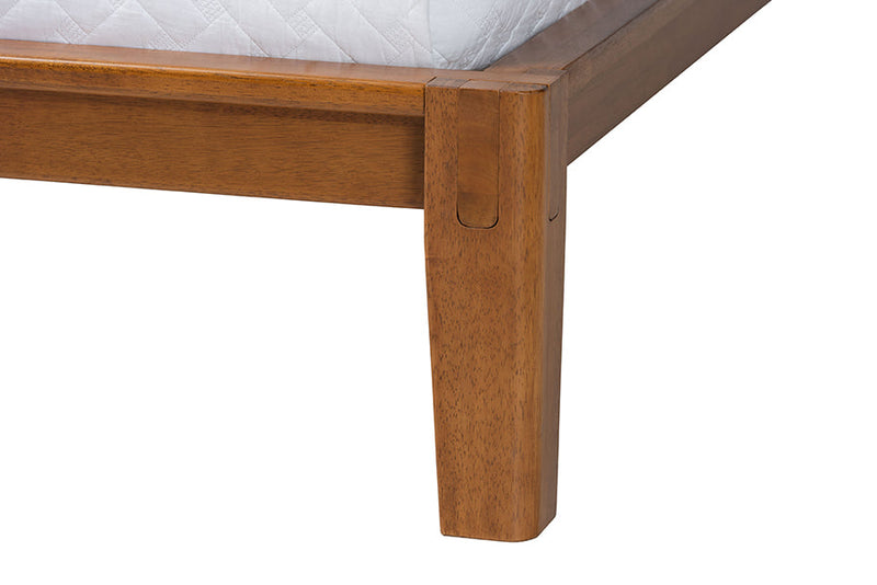 Aara Japandi Walnut Brown Toolless Assembly Queen Platform Bed Baxton