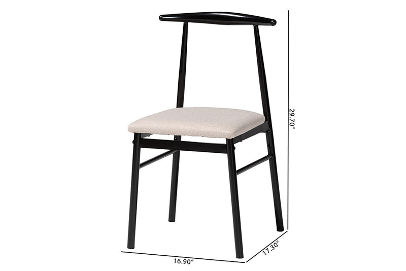 Sagira Beige Fabric and Metal Dining Chair Baxton