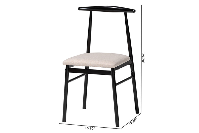 Sagira Modern Industrial Beige Fabric and Metal Dining Chair