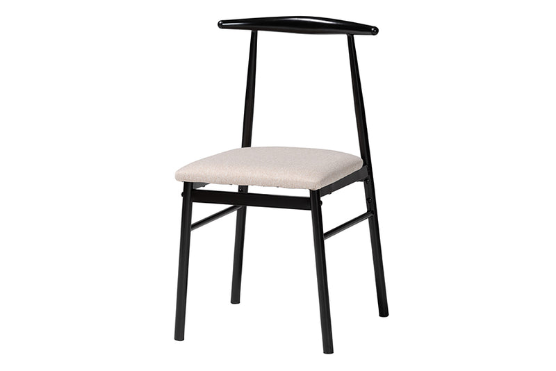 Sagira Modern Industrial Beige Fabric and Metal Dining Set
