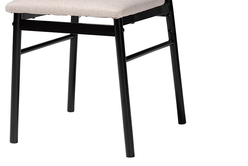 Sagira Modern Industrial Beige Fabric and Metal Dining Set