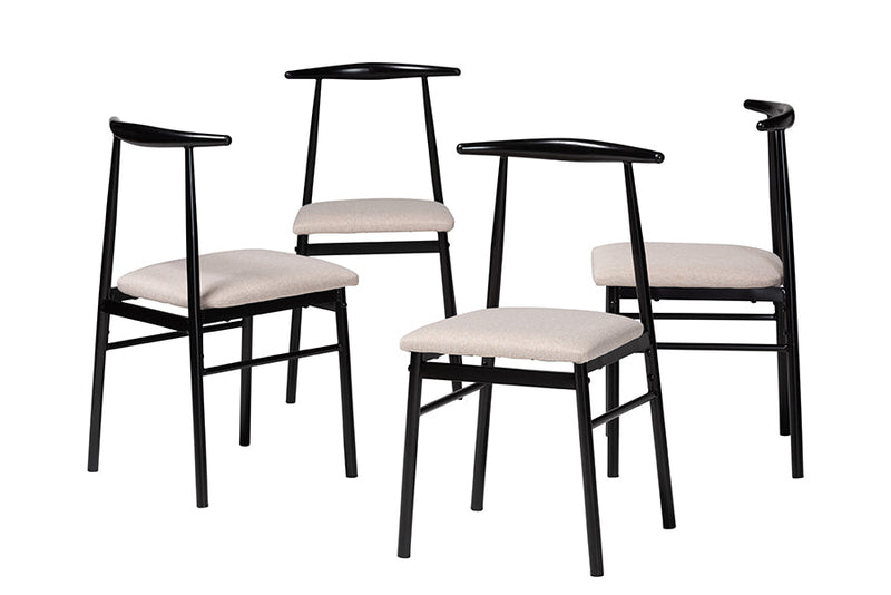 Sagira Beige Fabric and Metal Dining Chair Baxton