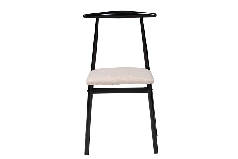 Sagira Modern Industrial Beige Fabric and Metal Dining Chair