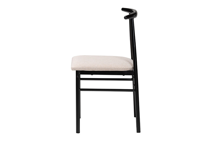 Sagira Modern Industrial Beige Fabric and Metal Dining Chair