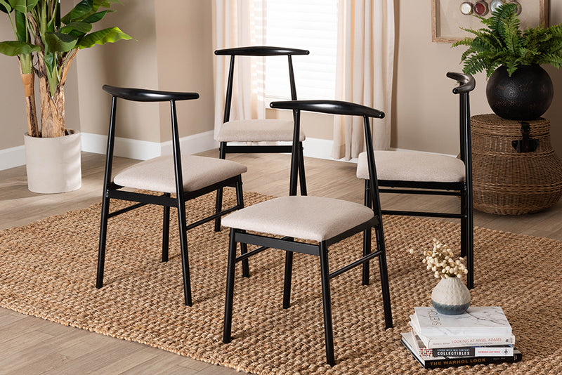 Sagira Modern Industrial Beige Fabric and Metal Dining Chair