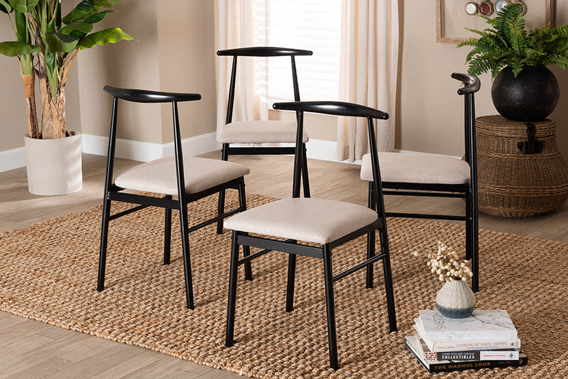 Sagira Beige Fabric and Metal Dining Chair Baxton