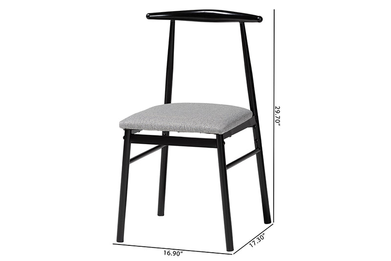 Sagira Modern Industrial Gray Fabric and Metal Dining Chair