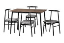 Sagira Gray Fabric and Metal Dining Set Baxton