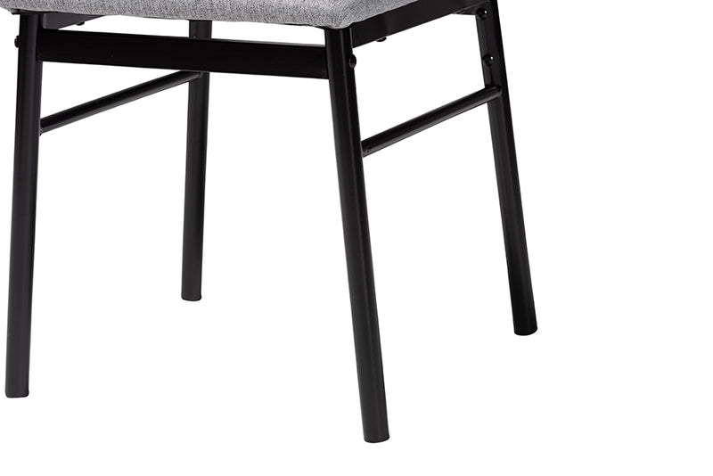 Sagira Modern Industrial Gray Fabric and Metal Dining Set