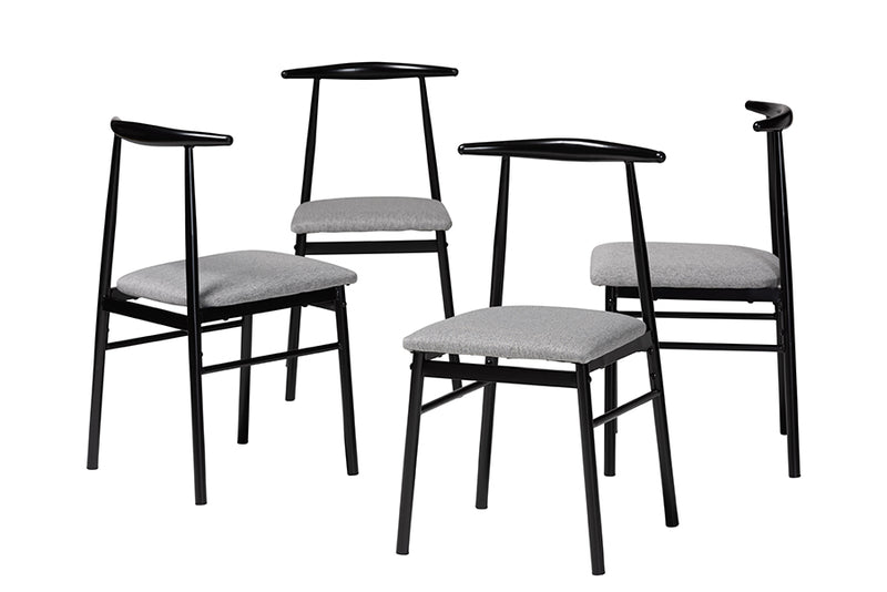 Sagira Modern Industrial Gray Fabric and Metal Dining Chair