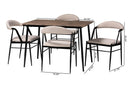Cadence Beige Fabric and Metal Dining Set Baxton
