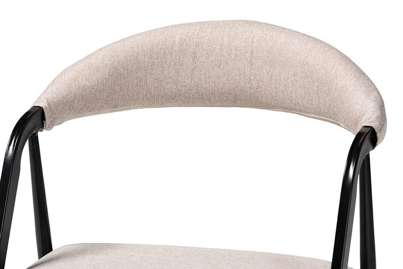 Cadence Beige Fabric and Metal Dining Set Baxton