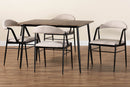 Cadence Beige Fabric and Metal Dining Set Baxton