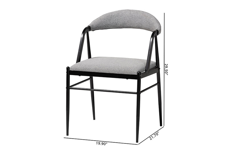 Cadence Modern Industrial Gray Fabric and Metal Dining Chair