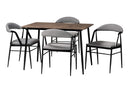 Cadence Gray Fabric and Metal Dining Set Baxton