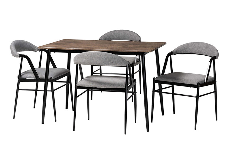 Cadence Gray Fabric and Metal Dining Set Baxton