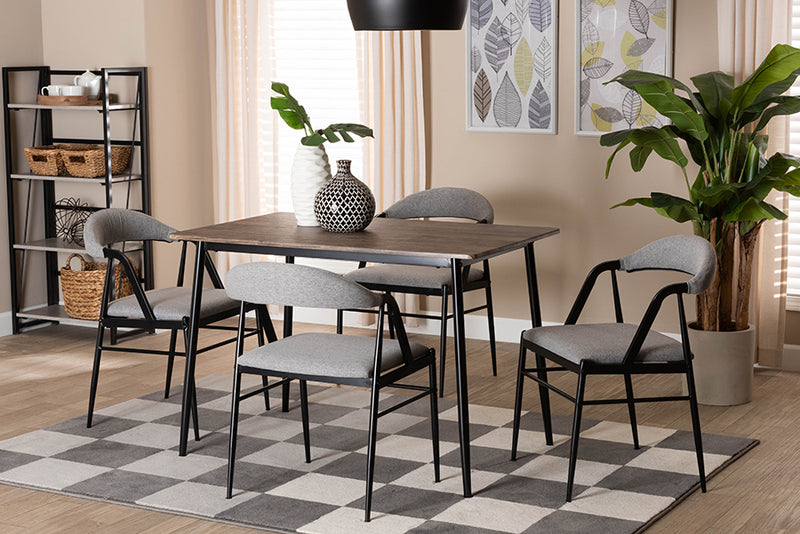 Cadence Modern Industrial Gray Fabric and Metal Dining Set