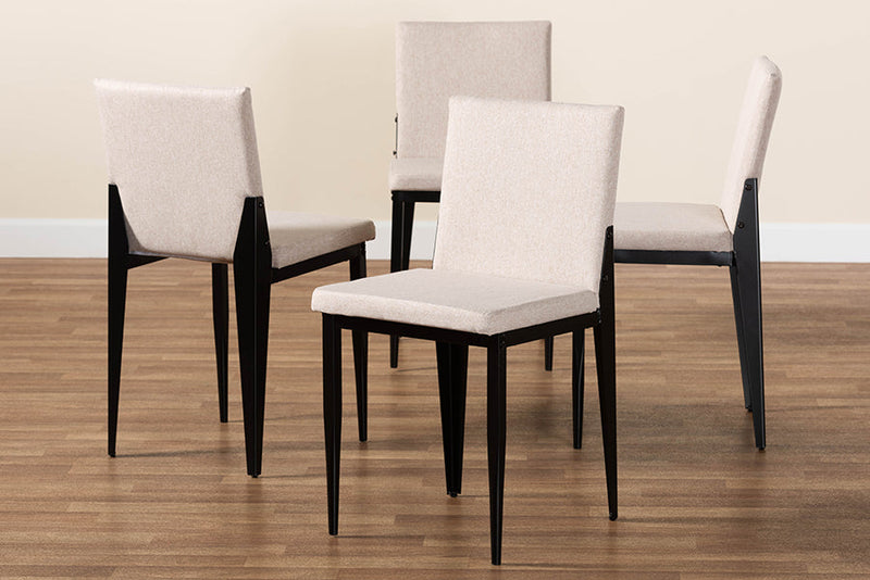 Aubrey Industrial Beige Fabric and Metal Dining Chair Baxton