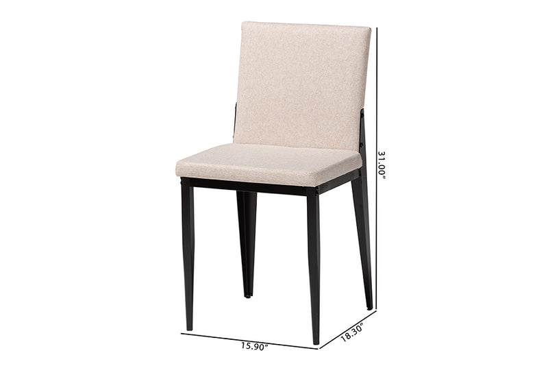 Aubrey Industrial Beige Fabric and Metal Dining Chair