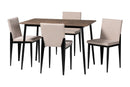 Aubrey Industrial Beige Fabric and Metal Dining Set Baxton