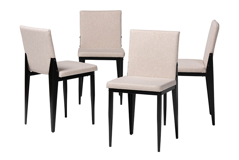 Aubrey Industrial Beige Fabric and Metal Dining Chair Baxton