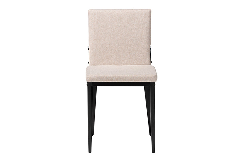 Aubrey Industrial Beige Fabric and Metal Dining Chair