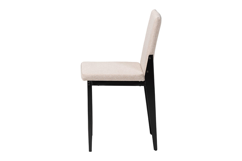 Aubrey Industrial Beige Fabric and Metal Dining Chair