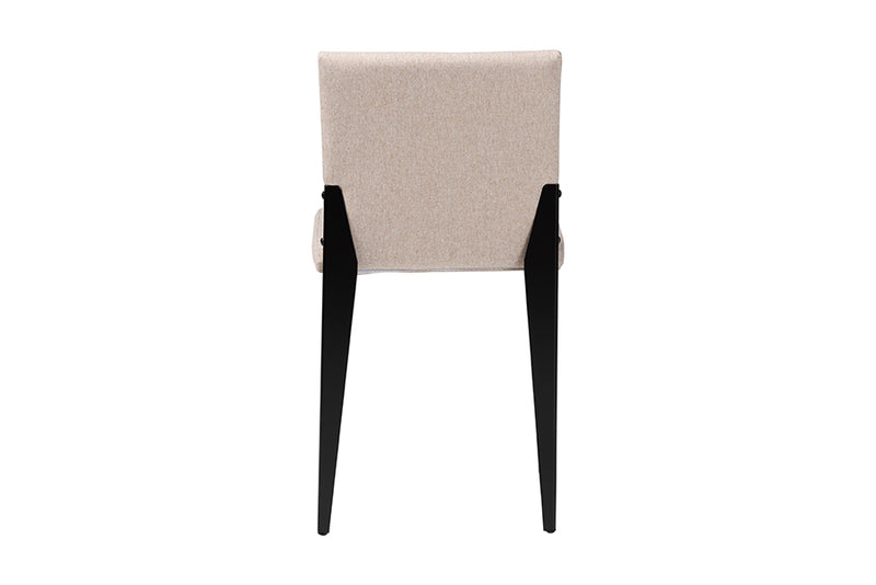 Aubrey Industrial Beige Fabric and Metal Dining Chair