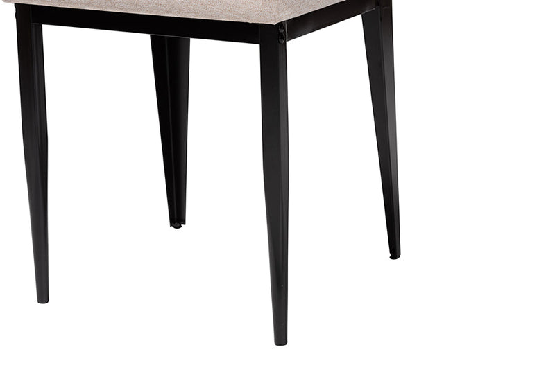 Aubrey Industrial Beige Fabric and Metal Dining Chair Baxton