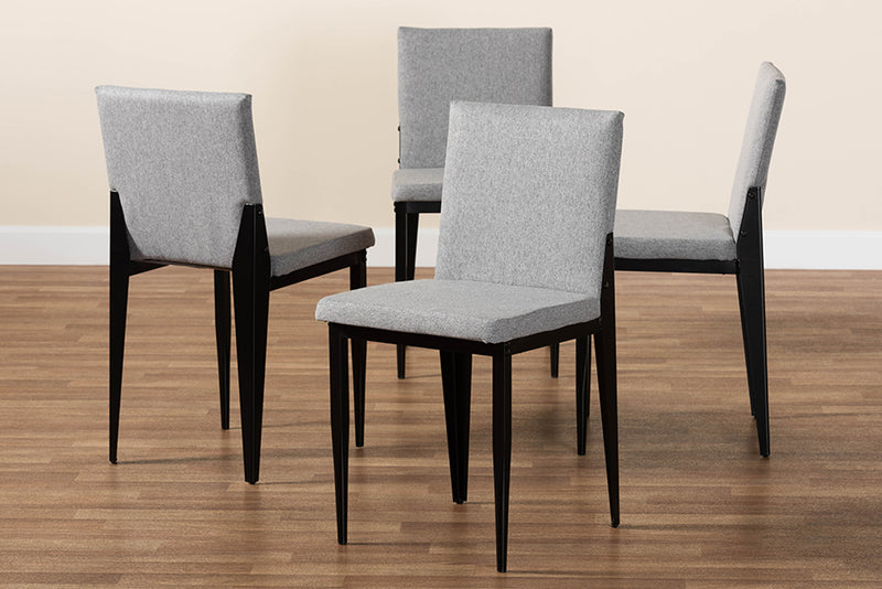 Aubrey Industrial Gray Fabric and Metal Dining Chair