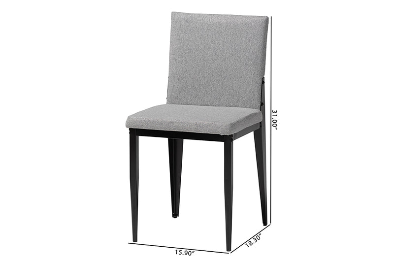 Aubrey Industrial Gray Fabric and Metal Dining Chair