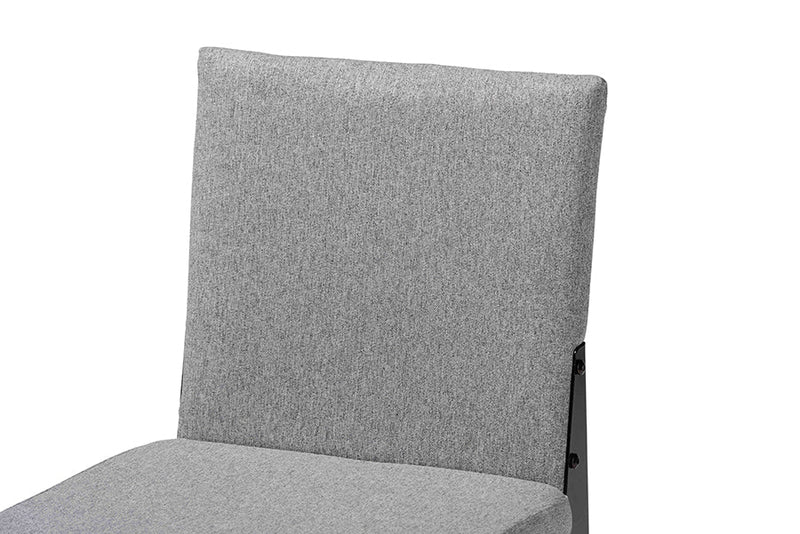 Aubrey Industrial Gray Fabric and Metal Dining Set Baxton