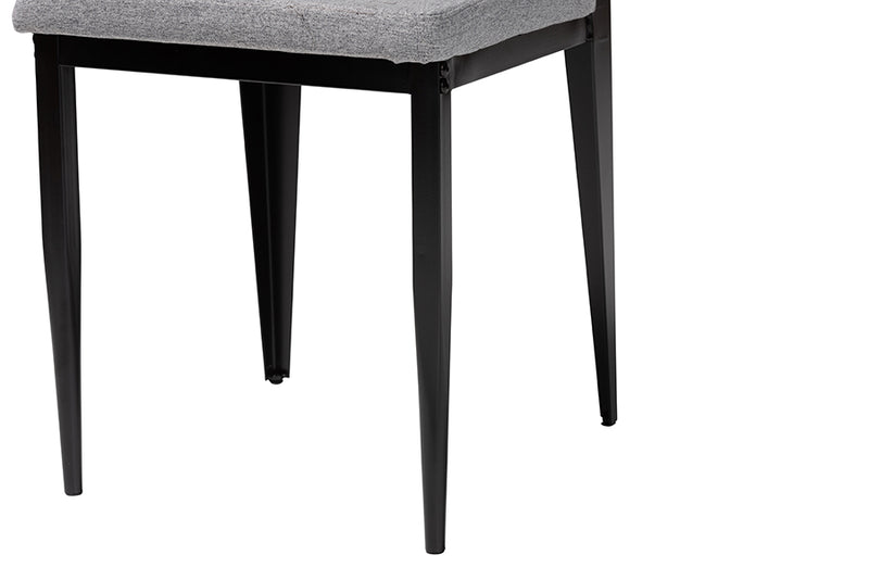 Aubrey Industrial Gray Fabric and Metal Dining Set