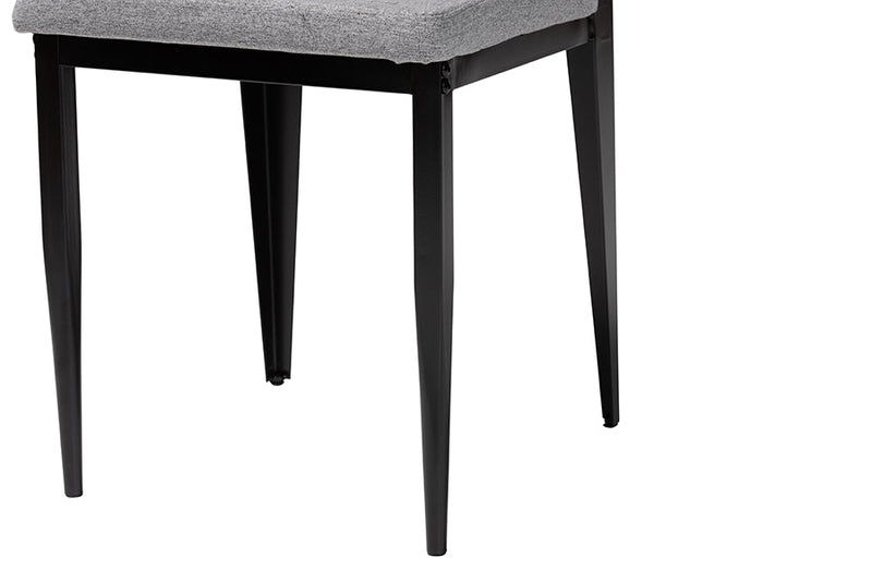 Aubrey Industrial Gray Fabric and Metal Dining Set Baxton