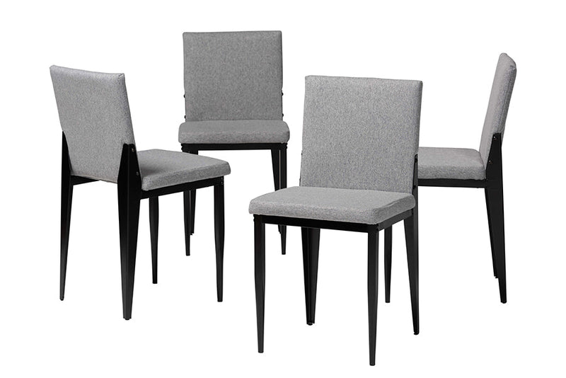 Aubrey Industrial Gray Fabric and Metal Dining Chair Baxton