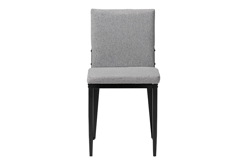 Aubrey Industrial Gray Fabric and Metal Dining Chair Baxton