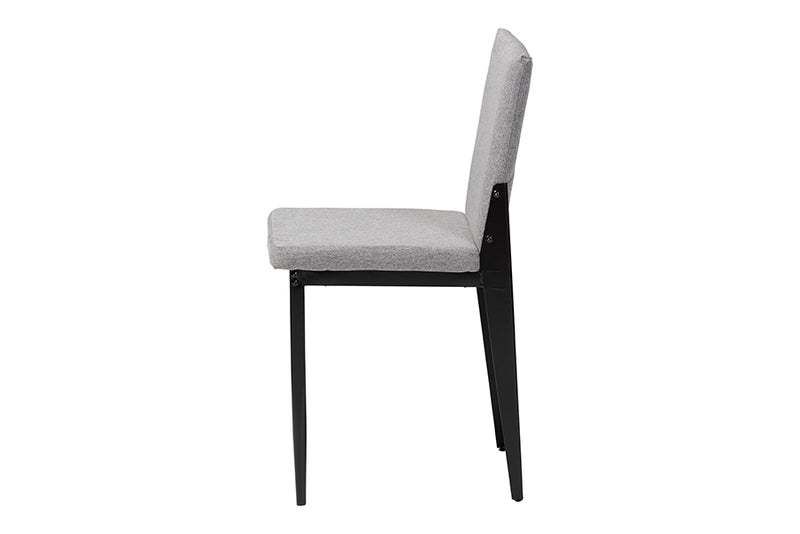 Aubrey Industrial Gray Fabric and Metal Dining Chair