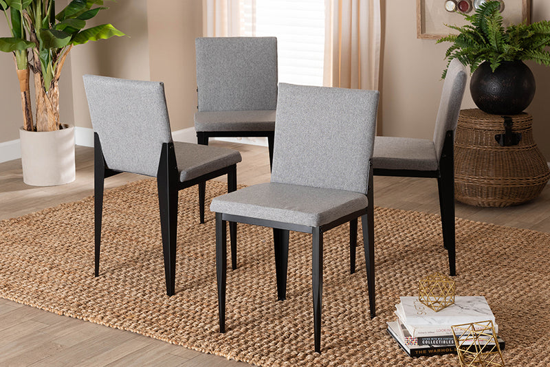 Aubrey Industrial Gray Fabric and Metal Dining Chair