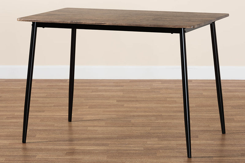 Hammond Industrial Rustic Brown Wood and Metal Dining Table Baxton