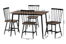 Louisa Industrial Dark Brown Wood and Metal Dining Set Baxton