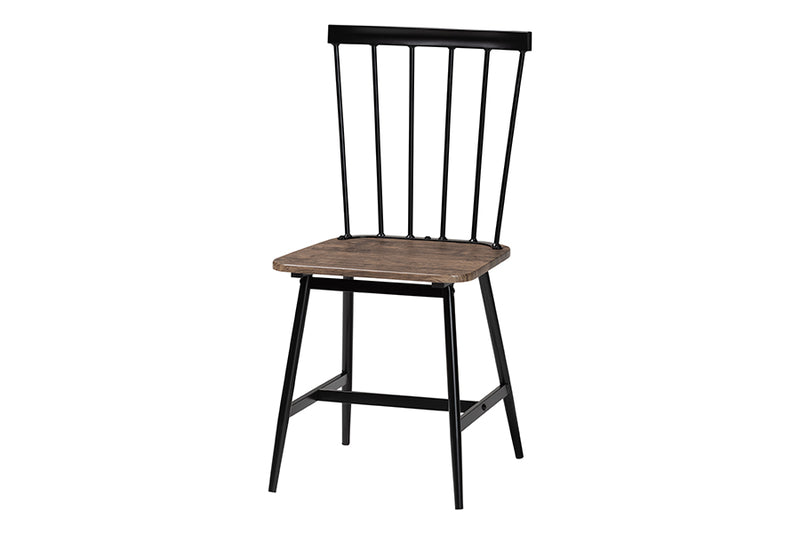 Louisa Industrial Dark Brown Wood and Metal Dining Set