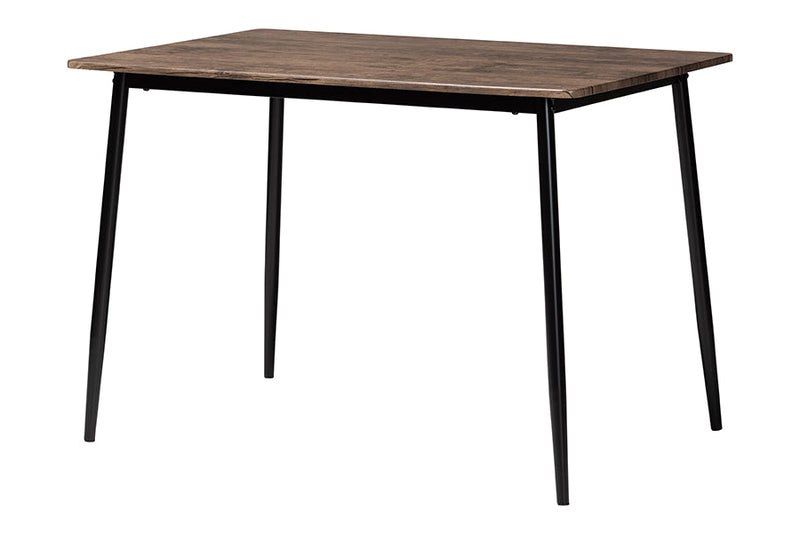 Louisa Industrial Dark Brown Wood and Metal Dining Set Baxton