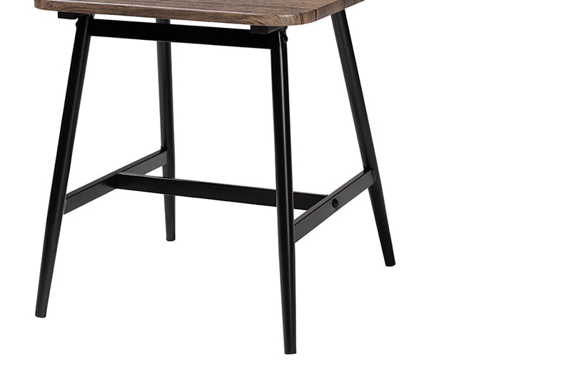 Louisa Industrial Dark Brown Wood and Metal Dining Set Baxton