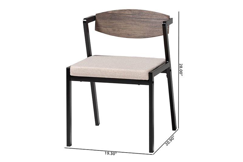 Iliana Industrial Beige Fabric and Metal Dining Chair