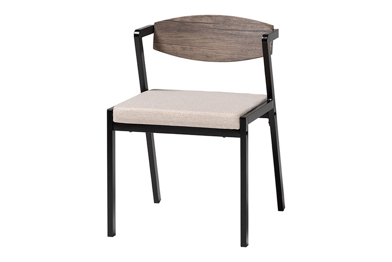 Iliana Industrial Beige Fabric and Metal Dining Set