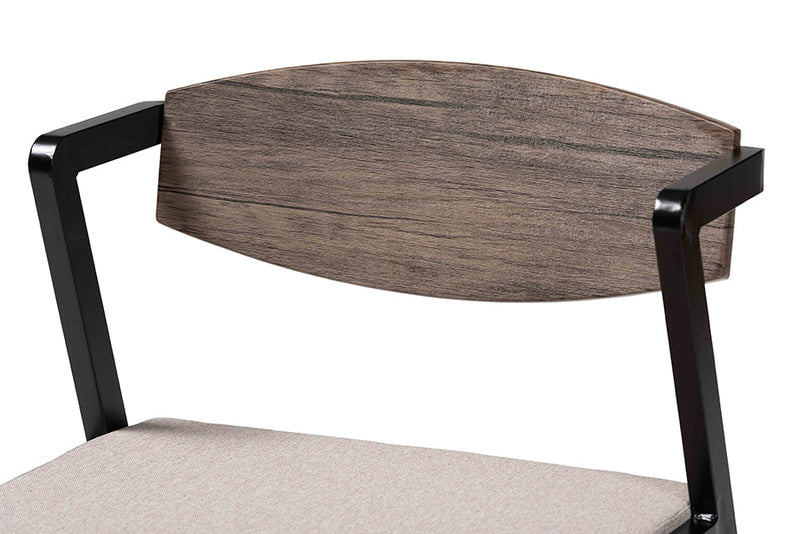 Iliana Industrial Beige Fabric and Metal Dining Set Baxton