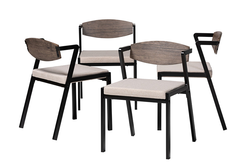 Iliana Industrial Beige Fabric and Metal Dining Chair